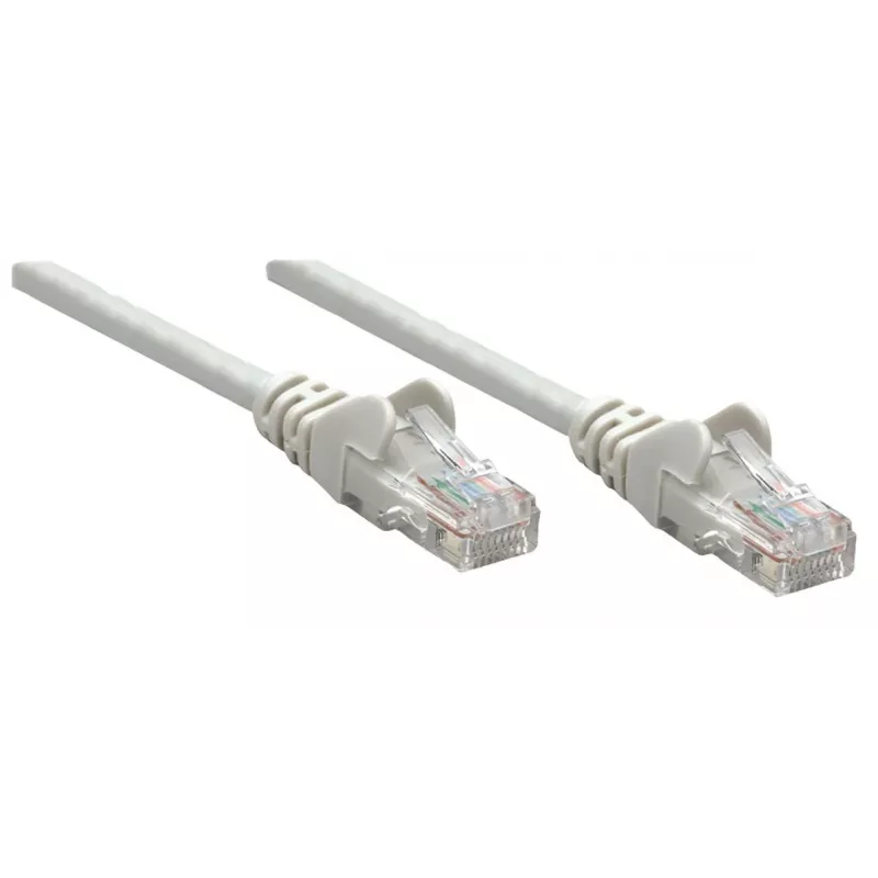 Cabo de rede patch Intellinet, Cat5e, 0,25 m, cinzento, CCA, SF/UTP, PVC, RJ45, contactos banhados a ouro, proteção da patilha, bainha de proteção contra dobras, garantia vitalícia