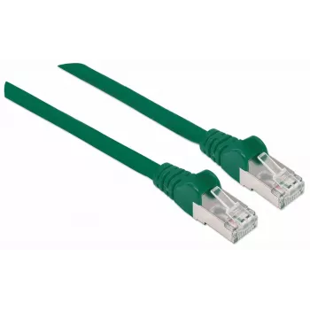 Cabo de rede patch Intellinet, cabo Cat7/ficha Cat6A, 1 m, verde, cobre, S/FTP, LSOH/LSZH, PVC, RJ45, contactos banhados a ouro, sem patilha, proteção contra dobras, garantia vitalícia