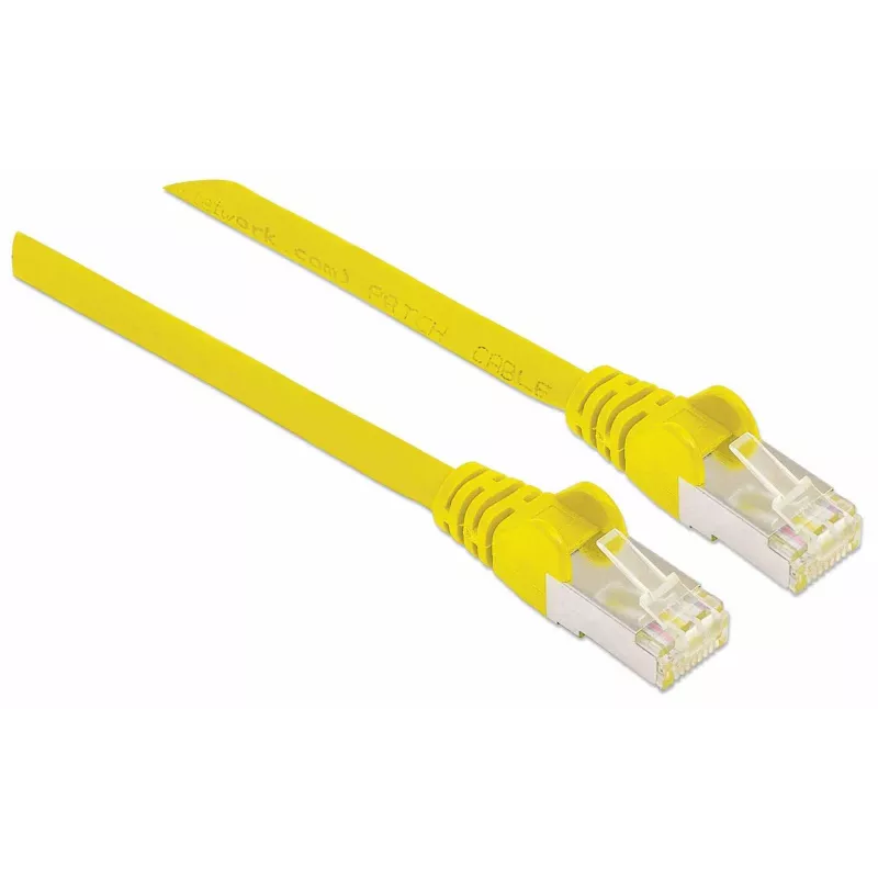 Cabo de rede patch Intellinet, cabo Cat7/ficha Cat6A, 1,5 m, amarelo, cobre, S/FTP, LSOH / LSZH, PVC, RJ45, contactos banhados a ouro, sem patilha, com proteção contra dobras, garantia vitalícia