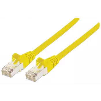 Cabo de rede patch Intellinet, cabo Cat7/ficha Cat6A, 10 m, amarelo, cobre, S/FTP, LSOH / LSZH, PVC, RJ45, contactos banhados a ouro, sem patilha, com bainha de proteção contra dobras, garantia vitalícia