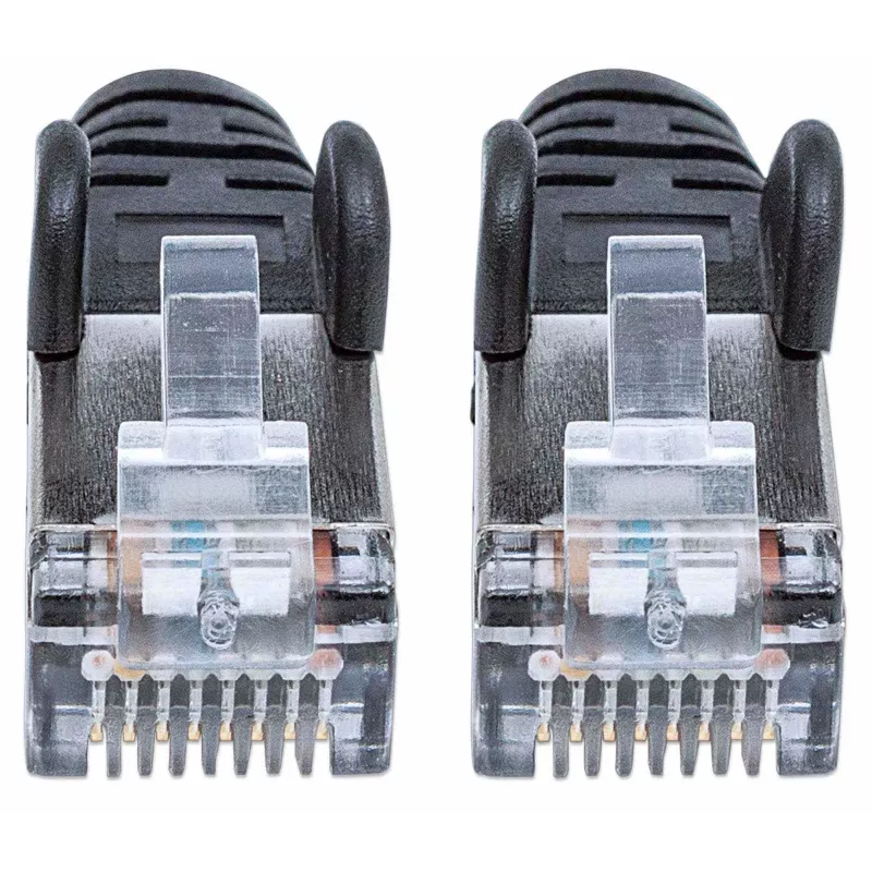 Cabo de rede patch Intellinet, cabo Cat7/ficha Cat6A, 2 m, preto, cobre, S/FTP, LSOH / LSZH, PVC, RJ45, contactos banhados a ouro, proteção contra dobras, com alívio de tensão, garantia vitalícia