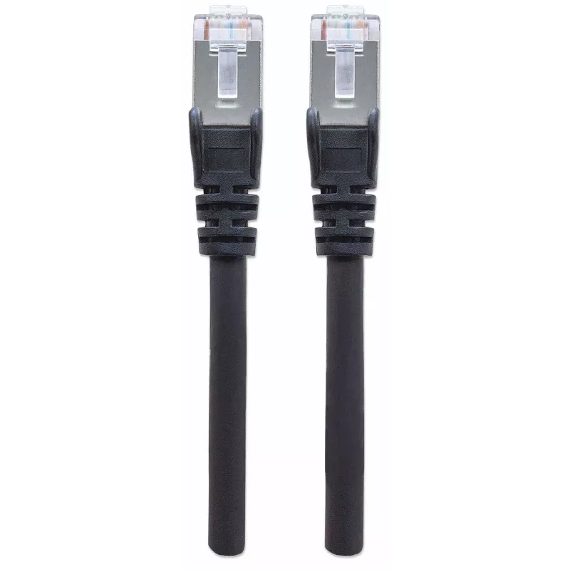 Cabo de rede patch Intellinet, cabo Cat7/ficha Cat6A, 2 m, preto, cobre, S/FTP, LSOH / LSZH, PVC, RJ45, contactos banhados a ouro, proteção contra dobras, com alívio de tensão, garantia vitalícia