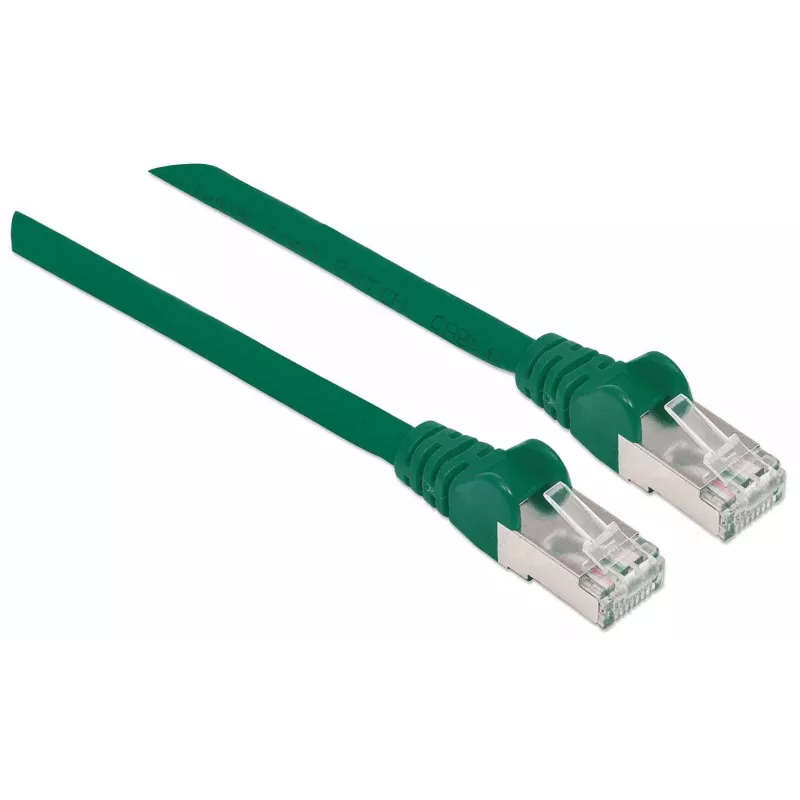 Cabo de rede patch Intellinet, cabo Cat7/ficha Cat6A, 3 m, verde, cobre, S/FTP, LSOH/LSZH, PVC, RJ45, contactos banhados a ouro, sem patilha, com proteção contra dobras, garantia vitalícia