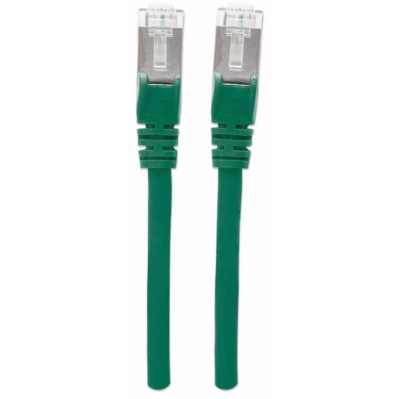 Cabo de rede patch Intellinet, cabo Cat7/ficha Cat6A, 3 m, verde, cobre, S/FTP, LSOH/LSZH, PVC, RJ45, contactos banhados a ouro, sem patilha, com proteção contra dobras, garantia vitalícia