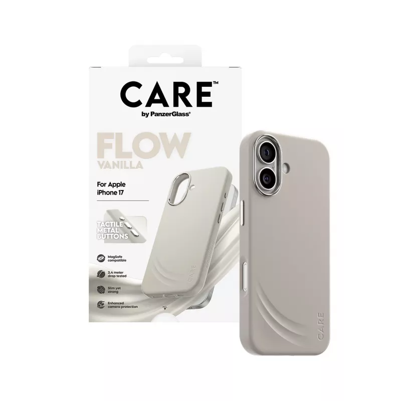 Capa PanzerGlass CARE by ® Feature FLOW Case Vanilla com MagSafe iPhone 17