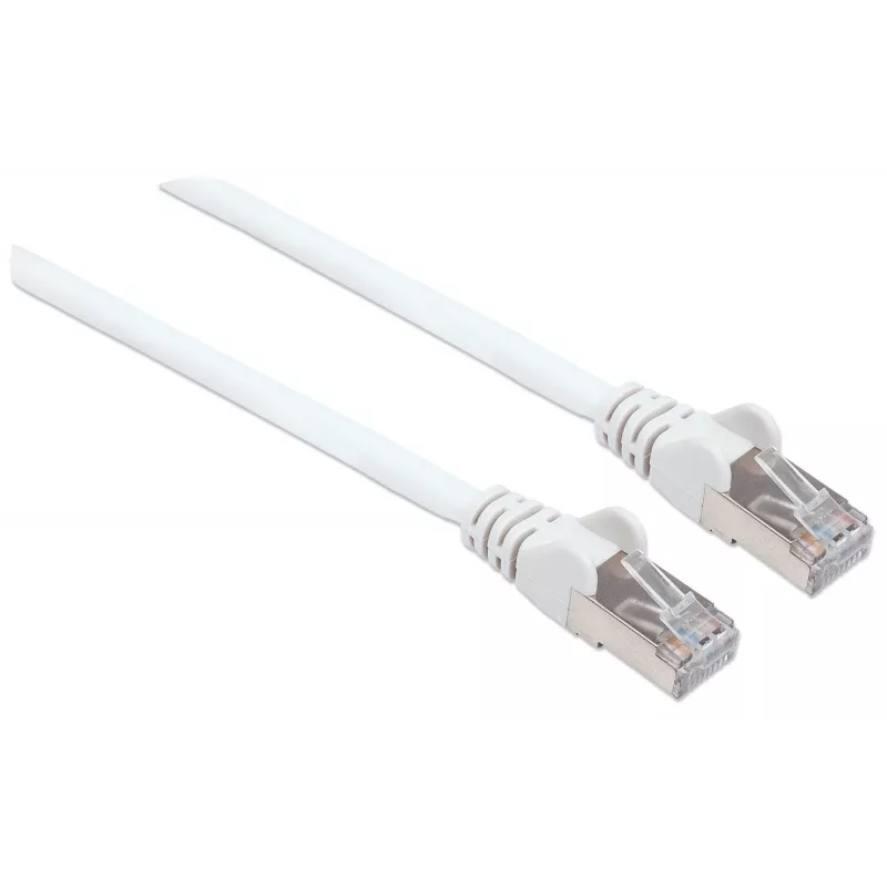 Cabo de rede patch Intellinet, Cat6, 1 m, branco, cobre, S/FTP, LSOH/LSZH, PVC, RJ45, contactos banhados a ouro, proteção da patilha, proteção anti-dobra, garantia vitalícia