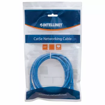 Cabo de rede patch Intellinet, Cat6, 1 m, azul, CCA, U/UTP, PVC, RJ45, contactos banhados a ouro, proteção da patilha, proteção anti-dobra moldada, garantia vitalícia