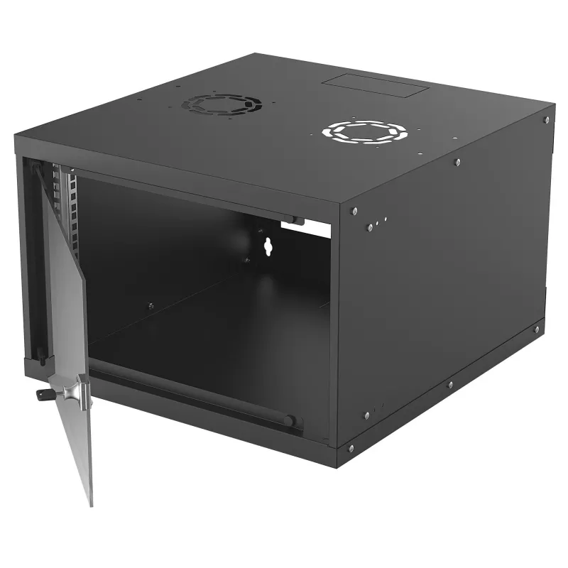 Armário de rede Intellinet 19 polegadas – montagem na parede (Basic), 6HE, 560 mm de profundidade, preto, desmontado, máx. 50 kg, profundidade útil 500 mm, porta de vidro, rack, peças para montagem na parede (por exemplo, parafusos e buchas) não incluídas
