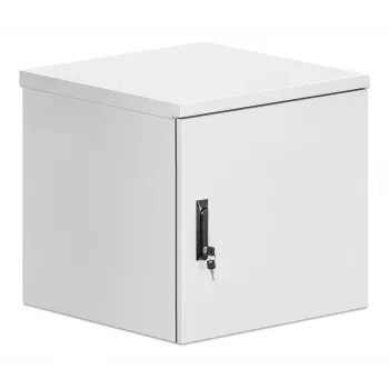 Caixa de parede industrial Intellinet IP55 19 polegadas com ventoinhas integradas, 12HE 600 mm de profundidade, unidade de ventilação de duas ventoinhas montada no teto, caixa à prova de pó e água, montada, cinzento-claro RAL7035