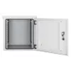 Caixa de parede industrial Intellinet IP55 19 polegadas com ventoinhas integradas, 12HE 600 mm de profundidade, unidade de ventilação de duas ventoinhas montada no teto, caixa à prova de pó e água, montada, cinzento-claro RAL7035