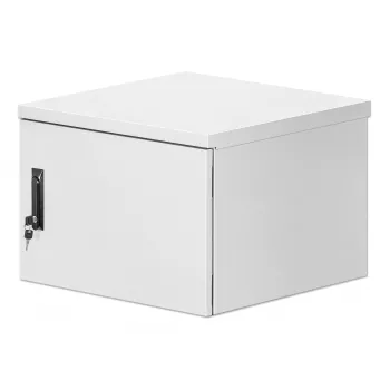 Caixa de montagem na parede industrial Intellinet IP55 19 polegadas com ventoinhas integradas, 9HE 600 mm de profundidade, unidade de ventilação de duas ventoinhas montada no teto, caixa à prova de pó e água, montada, cinzento-claro RAL7035