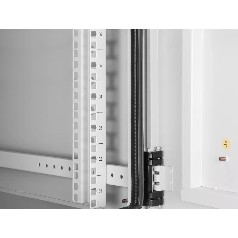 Caixa de montagem na parede industrial Intellinet IP55 19 polegadas com ventoinhas integradas, 9HE 600 mm de profundidade, unidade de ventilação de duas ventoinhas montada no teto, caixa à prova de pó e água, montada, cinzento-claro RAL7035