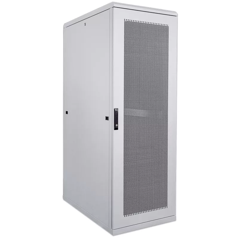Armário de servidor Intellinet 19 polegadas – autónomo, 42U, 600 x 1000 mm (L x P), cinzento, montado, máx. 1500 kg, fecho de porta multiponto, um fecho por painel lateral, profundidade útil 123 a 773 mm, IP20, rack, aço