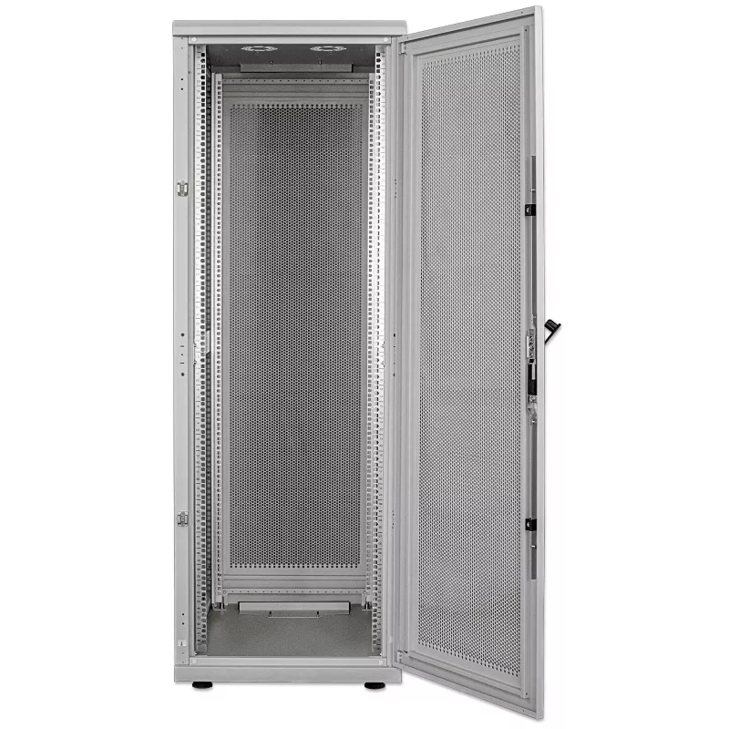 Armário de servidor Intellinet 19 polegadas – autónomo, 42U, 600 x 1000 mm (L x P), cinzento, montado, máx. 1500 kg, fecho de porta multiponto, um fecho por painel lateral, profundidade útil 123 a 773 mm, IP20, rack, aço