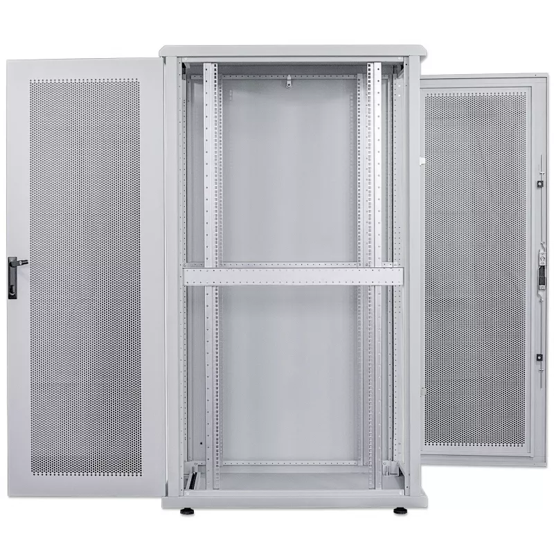 Armário de servidor Intellinet 19 polegadas – autónomo, 42U, 600 x 1000 mm (L x P), cinzento, montado, máx. 1500 kg, fecho de porta multiponto, um fecho por painel lateral, profundidade útil 123 a 773 mm, IP20, rack, aço