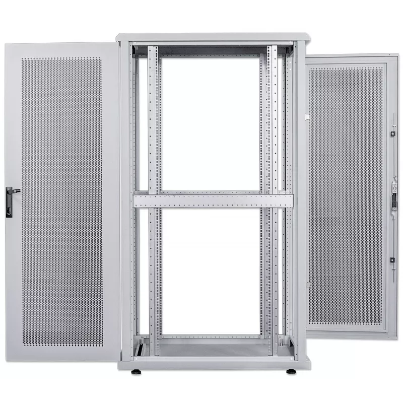 Armário de servidor Intellinet 19 polegadas – autónomo, 42U, 600 x 1000 mm (L x P), cinzento, montado, máx. 1500 kg, fecho de porta multiponto, um fecho por painel lateral, profundidade útil 123 a 773 mm, IP20, rack, aço