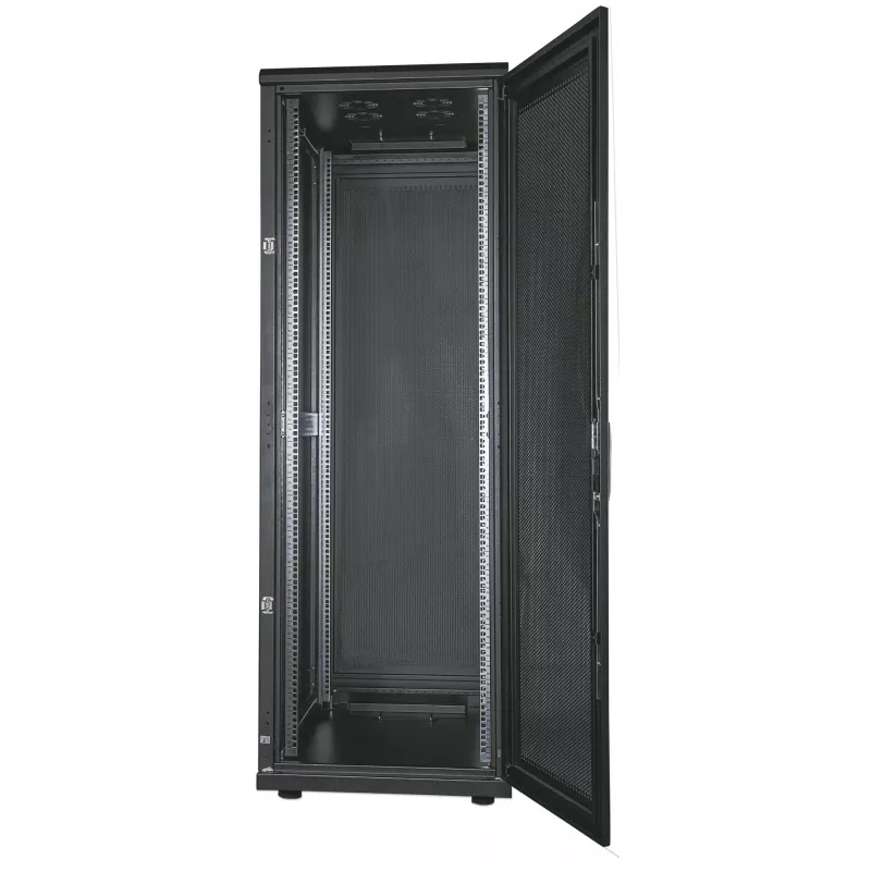 Armário de servidor Intellinet 19 polegadas - autónomo, 42HE, 600x1000mm (largura x profundidade), preto, montado, máx. 1500 kg, fechadura de porta multiponto, uma fechadura por painel lateral, profundidade útil 123 a 773 mm, IP20, rack, aço
