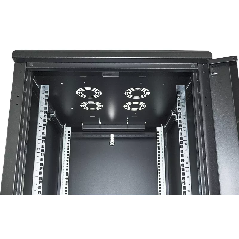 Armário de rede Intellinet 19 polegadas – autónomo, 42HE, 800x800mm (largura x profundidade), preto, Flatpack, máx. 1500kg, fechadura de porta multiponto, uma fechadura por painel lateral, profundidade útil 123 a 573mm, IP20, rack, aço