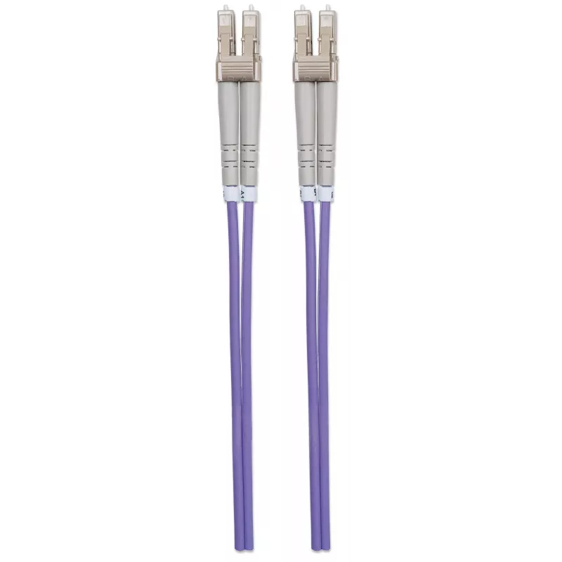Cabo de rede patch de fibra ótica Intellinet, OM4, LC/LC, 2 m, violeta, duplex, multimodo, 50/125 µm, LSZH, fibra ótica, garantia vitalícia