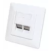 Tomada de parede RJ45 blindada Intellinet 2 portas Cat6a 10G para embutir com moldura, STP, branco sinal RAL9003