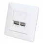 Tomada de parede RJ45 blindada Intellinet 2 portas Cat6a 10G para embutir com moldura, STP, branco sinal RAL9003
