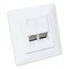Tomada de parede RJ45 blindada Intellinet 2 portas Cat6a 10G para embutir com moldura, STP, branco sinal RAL9003