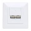 Tomada de parede RJ45 blindada Intellinet 2 portas Cat6a 10G para embutir com moldura, STP, branco sinal RAL9003