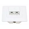 Tomada de parede RJ45 blindada Intellinet 2 portas Cat6a 10G para embutir com moldura, STP, branco sinal RAL9003