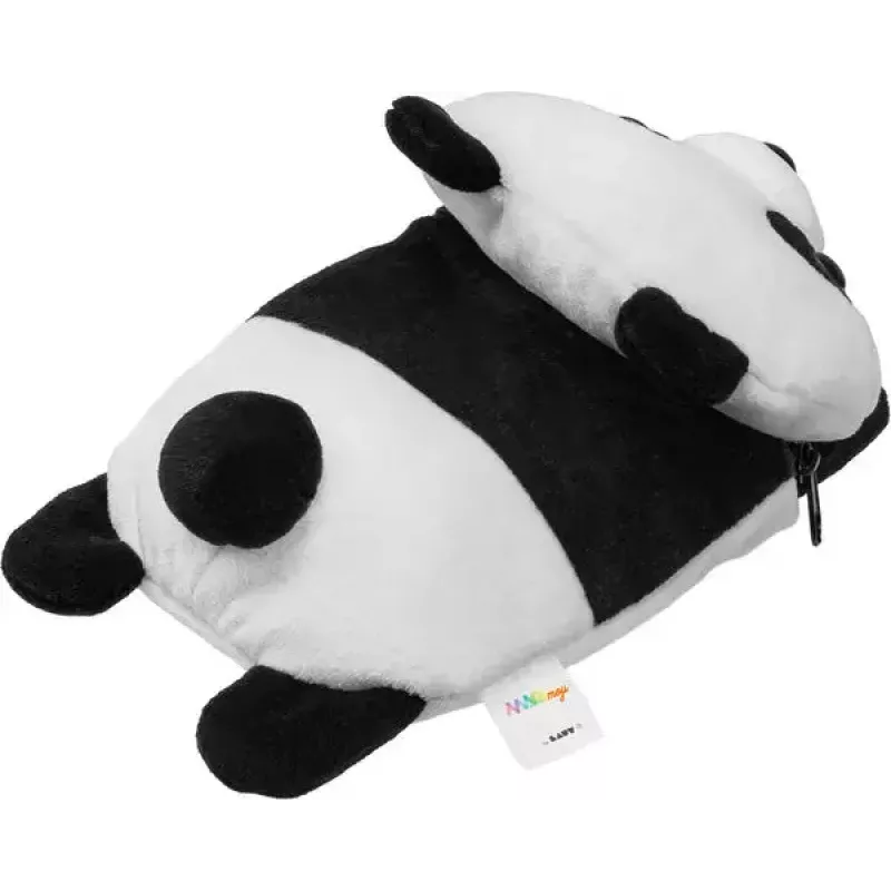 Carteira LAUT MAGMOJI — carteira compatível com MagSafe com design de panda, ABS/peluche/tecido/metal/nylon, preto e branco