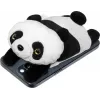 Carteira LAUT MAGMOJI — carteira compatível com MagSafe com design de panda, ABS/peluche/tecido/metal/nylon, preto e branco