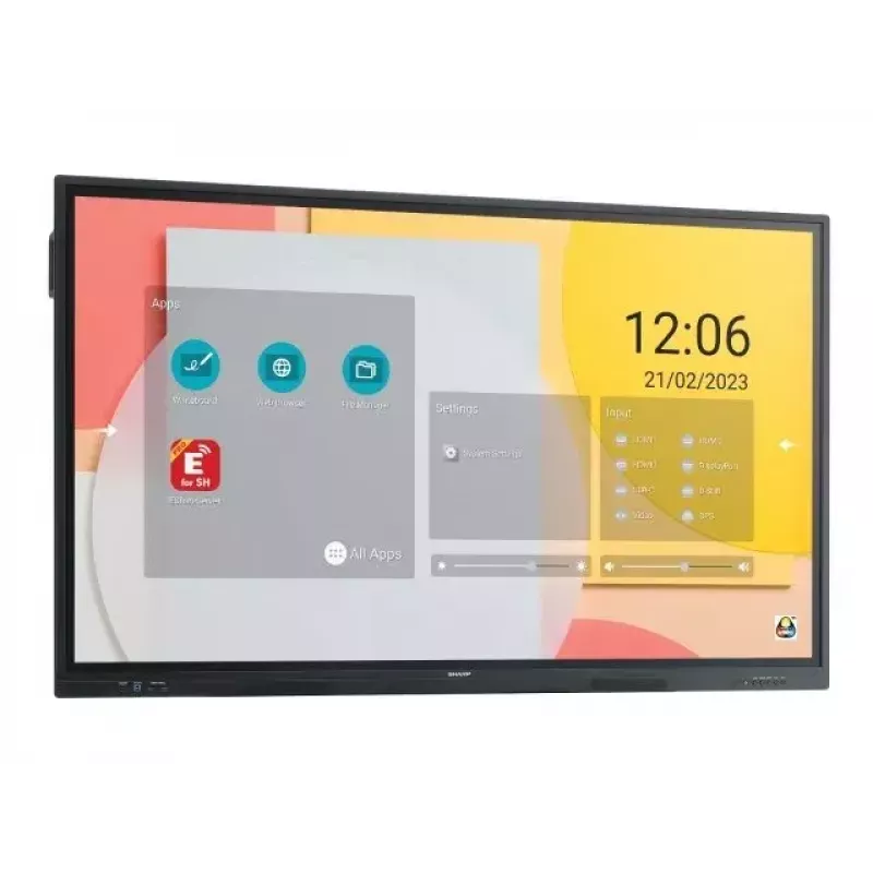 Ecrã de sinalização digital Sharp PN-LC862 2,18 m (86 polegadas) LCD Wi-Fi 450 cd/m² 4K Ultra HD preto ecrã tátil processador integrado Android 11 16/7