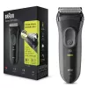 Braun Series 3 Series 3000 Máquina de barbear, Máquina de barbear de folha, Preto, 2 SensoFoil, LED, Funcionamento, Rede/Bateria