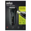 Braun Series 3 Series 3000 Máquina de barbear, Máquina de barbear de folha, Preto, 2 SensoFoil, LED, Funcionamento, Rede/Bateria