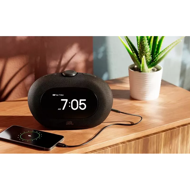 Rádio-relógio JBL HORIZON 3 — DAB/DAB+/FM, 5W RMS, 65–20000 Hz, Visor LCD, Botão rotativo, preto