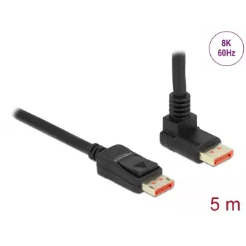 Cabo DisplayPort DeLOCK 87057 8K 60Hz 5m Macho para macho 90° angular