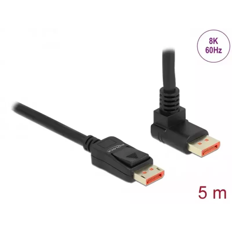 Cabo DisplayPort DeLOCK 87057 8K 60Hz 5m Macho para macho 90° angular