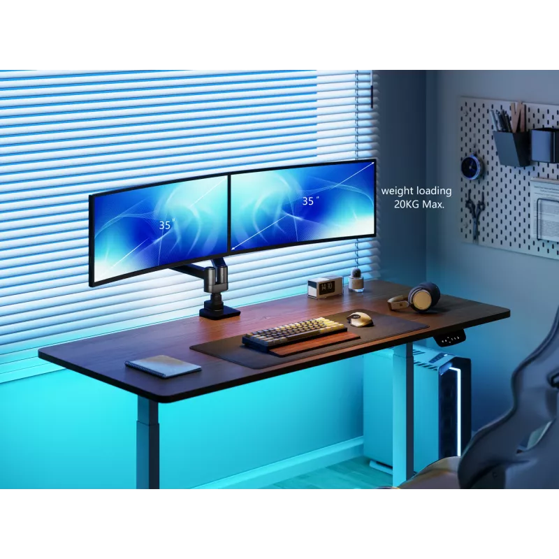 Equip Suporte de mesa para monitor duplo heavy-duty de 17 a 35 polegadas, Preto