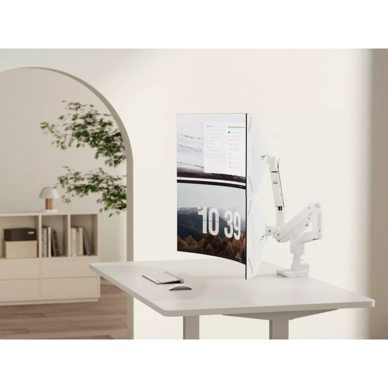Equip Suporte de mesa para monitor duplo de alta capacidade de 17 a 35 polegadas, Branco