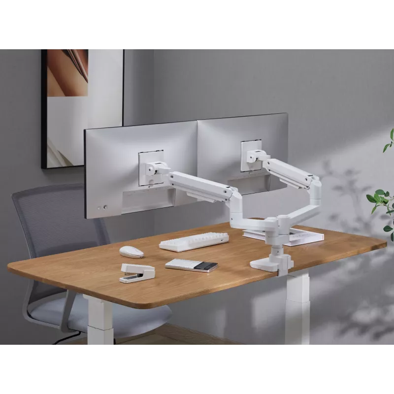 Equip Suporte de mesa para monitor duplo de alta capacidade de 17 a 35 polegadas, Branco