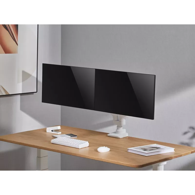 Equip Suporte de mesa para monitor duplo de alta capacidade de 17 a 35 polegadas, Branco