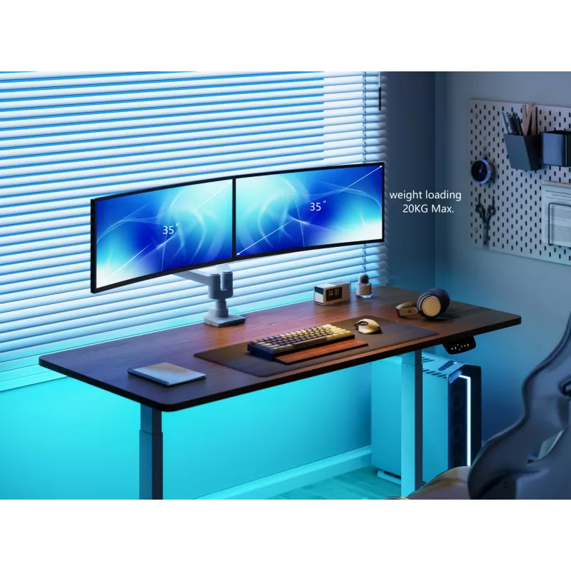 Equip Suporte de mesa para monitor duplo de alta capacidade de 17 a 35 polegadas, Branco