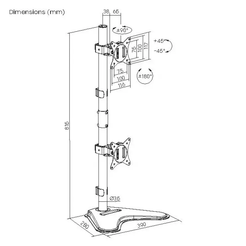 Equip Suporte de mesa para monitor duplo vertical de 17 a 32 polegadas