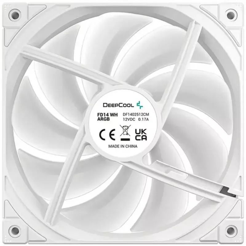 Ventoinha de arrefecimento DeepCool FD14 ARGB branca 140mm 3em1 — 140 mm, ARGB, branca, pack de 3