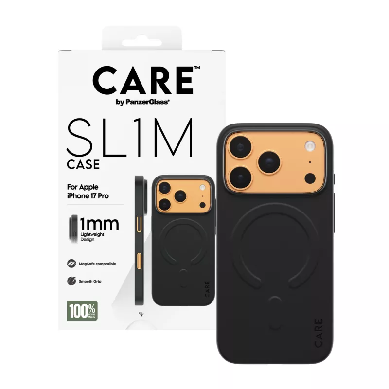 Capa de proteção PanzerGlass CARE™ SL1M com MagSafe para iPhone 17 Pro – preta