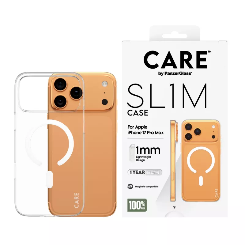Capa de proteção PanzerGlass CARE™ SL1M transparente com MagSafe para iPhone 17 Pro Max