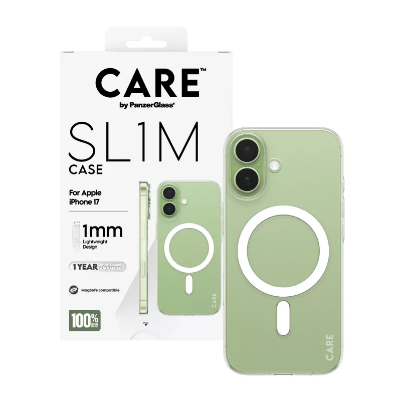 Capa de proteção PanzerGlass CARE™ SL1M transparente com MagSafe para iPhone 17