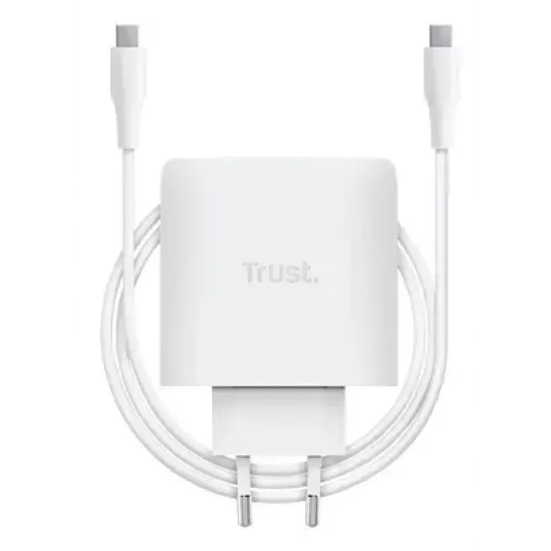 Carregador Trust Maxo 65W USB-C GaN para interior AC portátil smartphone tablet