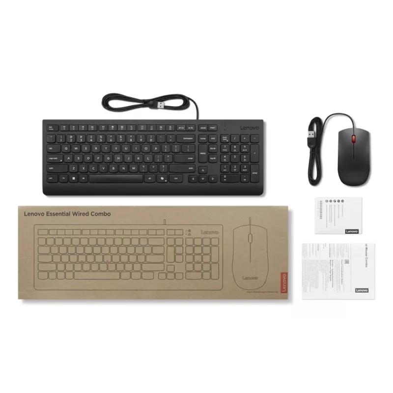 Teclado e rato Lenovo 4X31R64400 incluídos universal USB US English preto