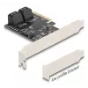 Adaptador SATA interno DELOCK 90890 — PCIe para 5× SATA (JMicron JMB585), low-profile, preto