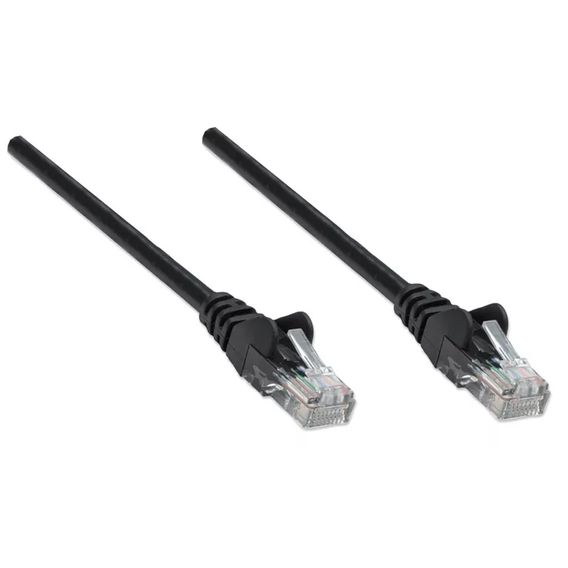 Cabo de rede Intellinet, Cat6A, 0,25 m, preto, cobre, S/FTP, LSOH/LSZH, PVC, RJ45, contactos banhados a ouro, proteção da patilha, com bainha, garantia vitalícia